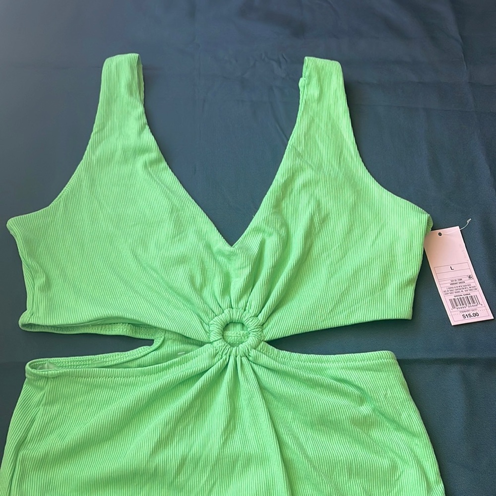 NWT- Wild Fable Vibrant Green Body Suit- L